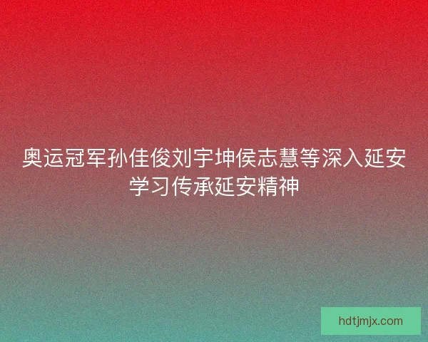 奥运冠军孙佳俊刘宇坤侯志慧等深入延安学习传承延安精神 奥运冠军孙佳俊刘宇坤侯志慧等深入延安学习传承延安精神
