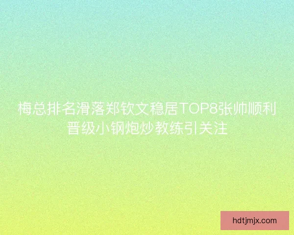 梅总排名滑落郑钦文稳居TOP8张帅顺利晋级小钢炮炒教练引关注