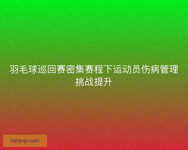 羽毛球巡回赛密集赛程下运动员伤病管理挑战提升